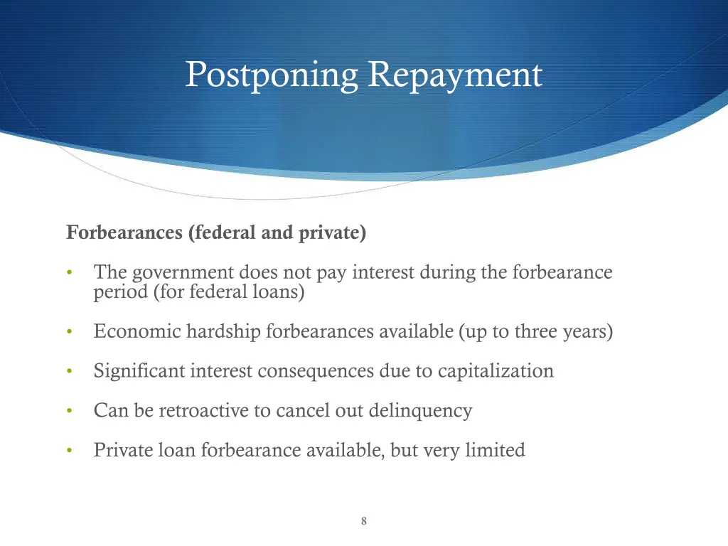 postponing repayment 1