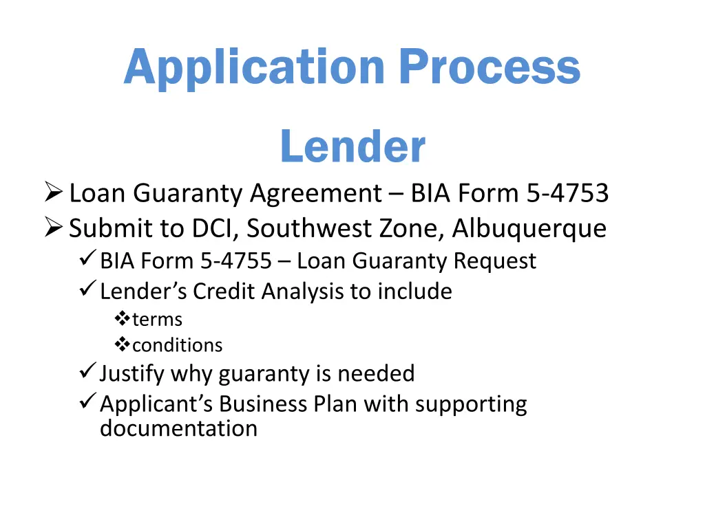 application process lender loan guaranty