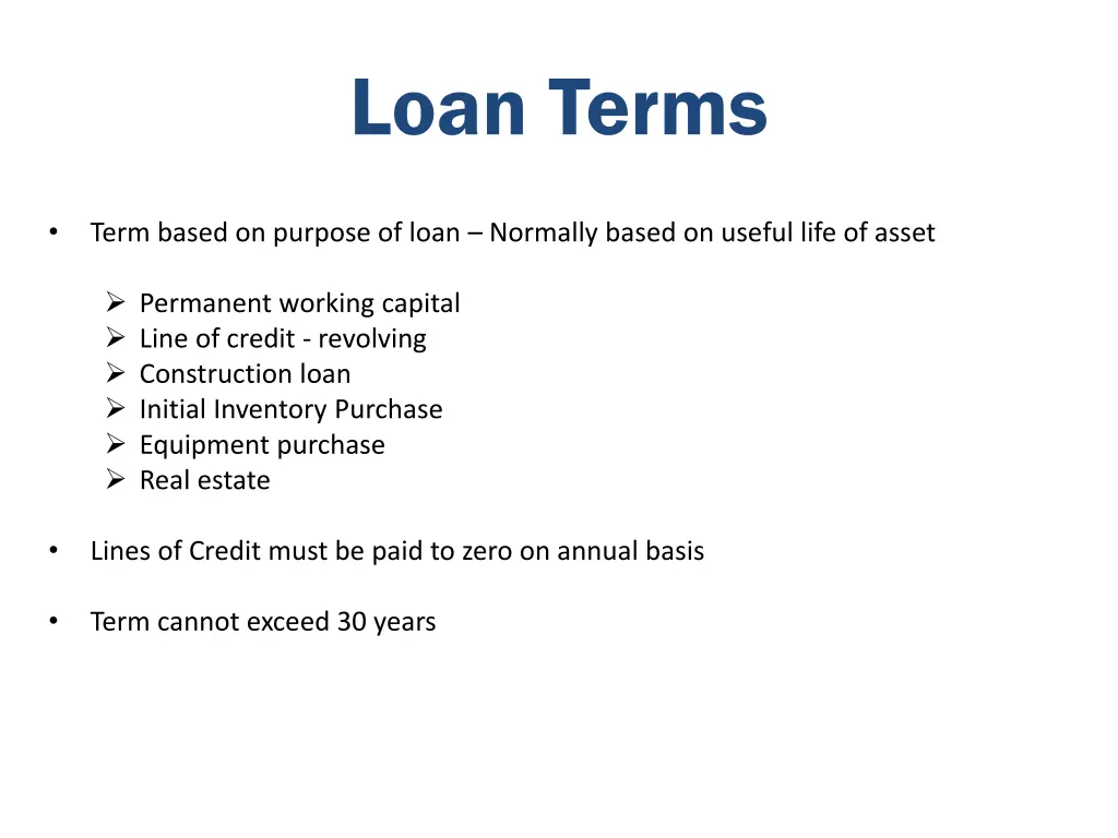 loan terms