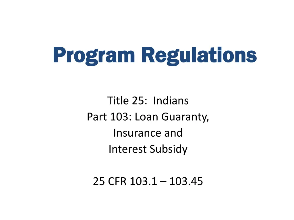 program regulations program regulations