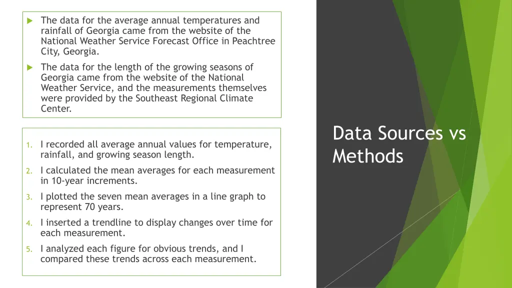 the data for the average annual temperatures