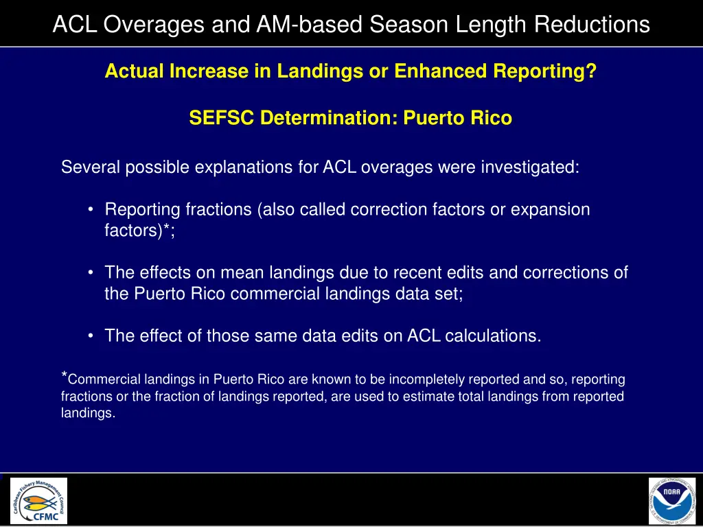 acl overages and am based season length reductions 15
