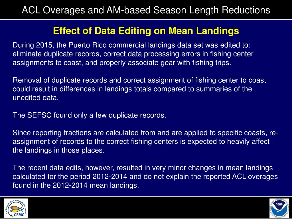 acl overages and am based season length reductions 17
