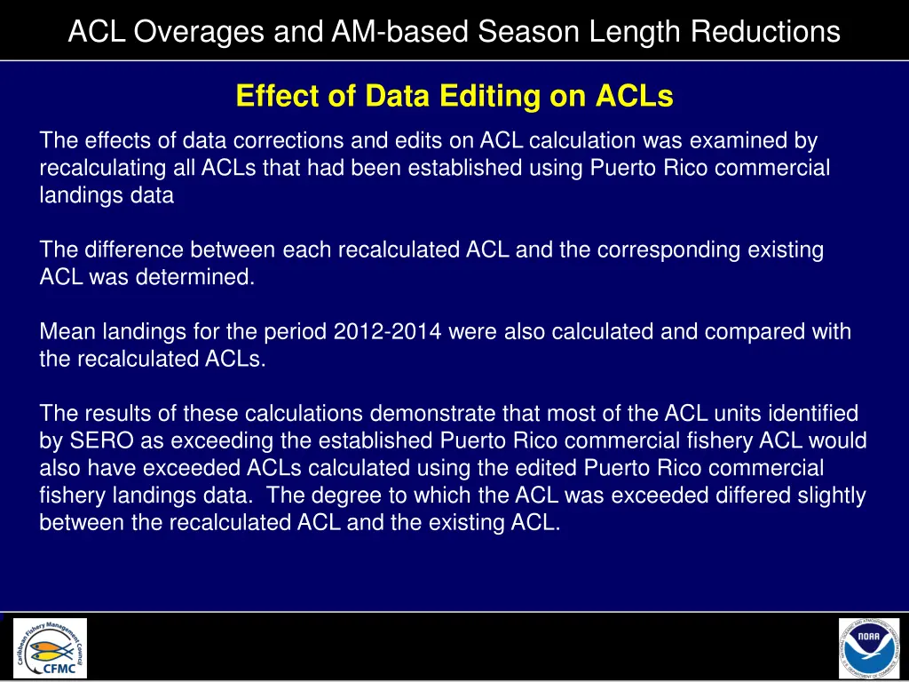 acl overages and am based season length reductions 18