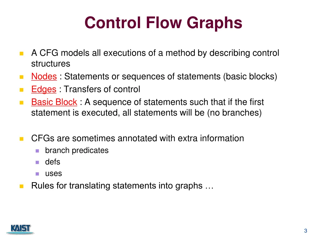 control flow graphs