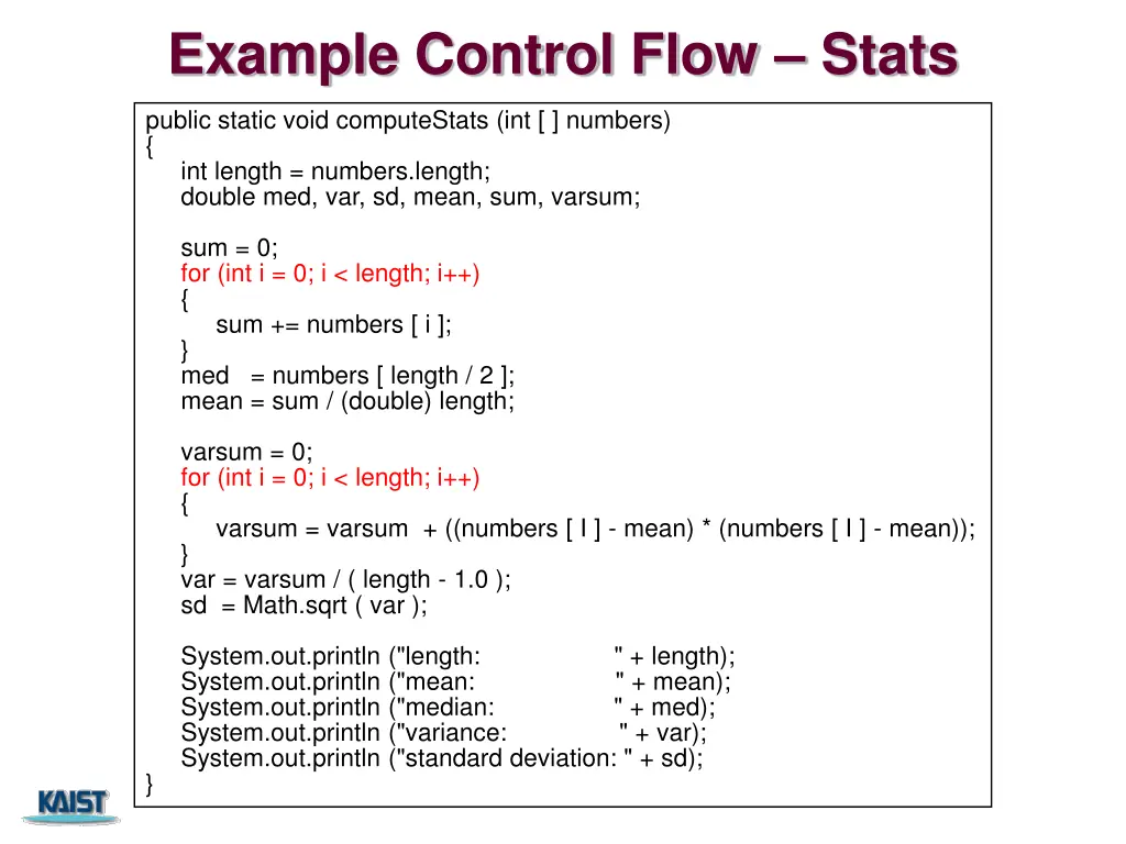 example control flow stats