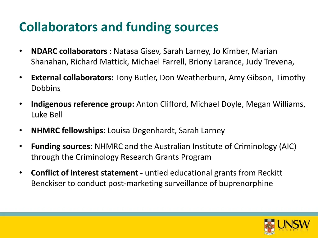 collaborators and funding sources