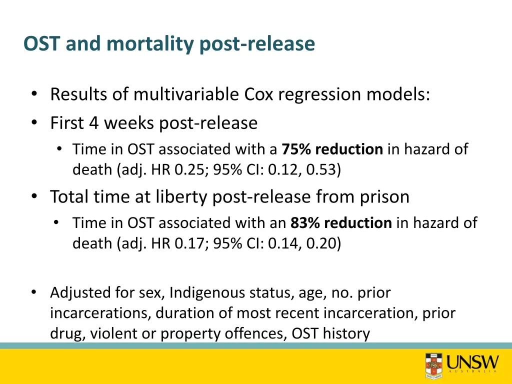 ost and mortality post release