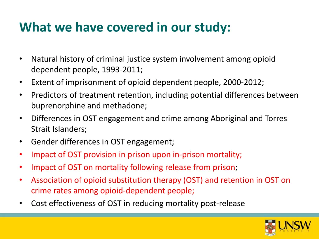 what we have covered in our study 1