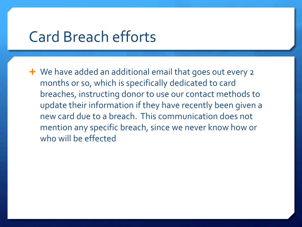 card breach efforts