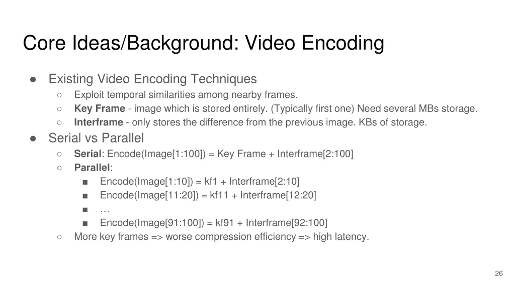 core ideas background video encoding