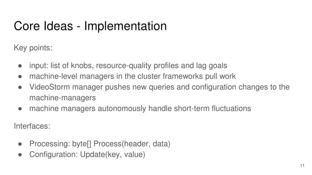 core ideas implementation
