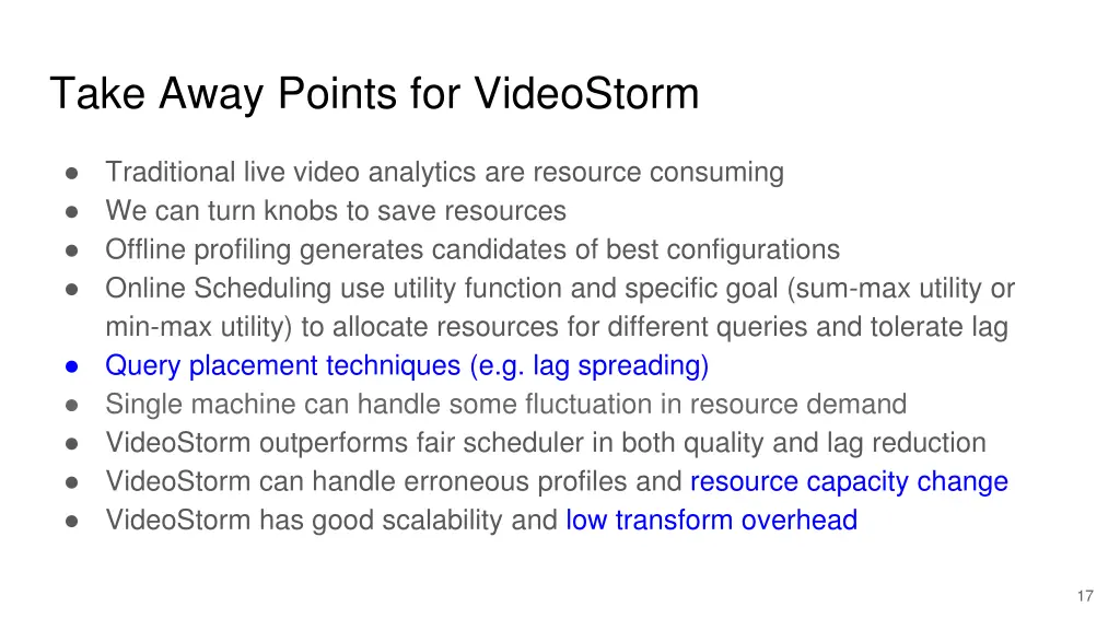take away points for videostorm