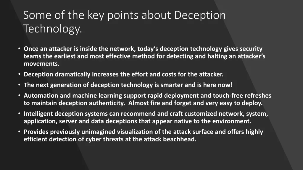 some of the key points about deception technology
