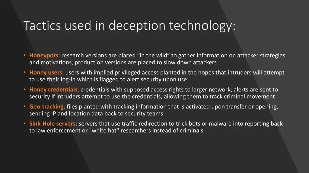 tactics used in deception technology