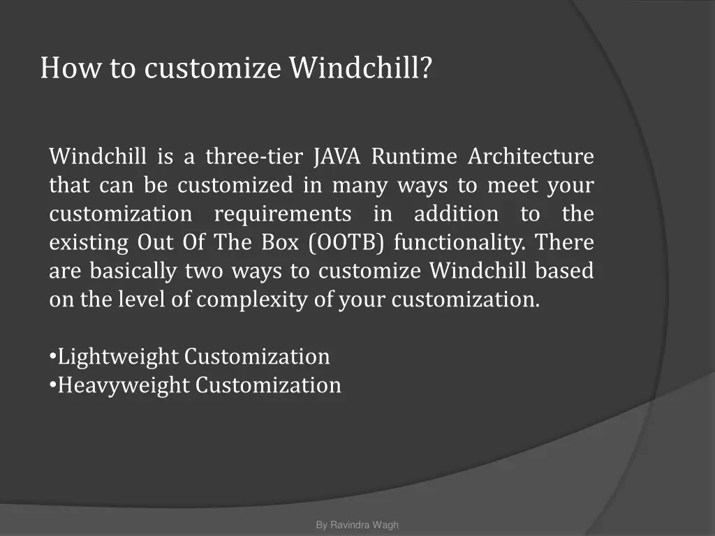 how to customize windchill