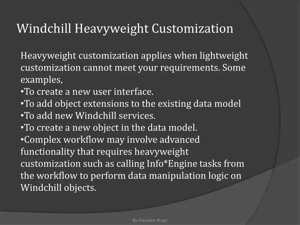 windchill heavyweight customization