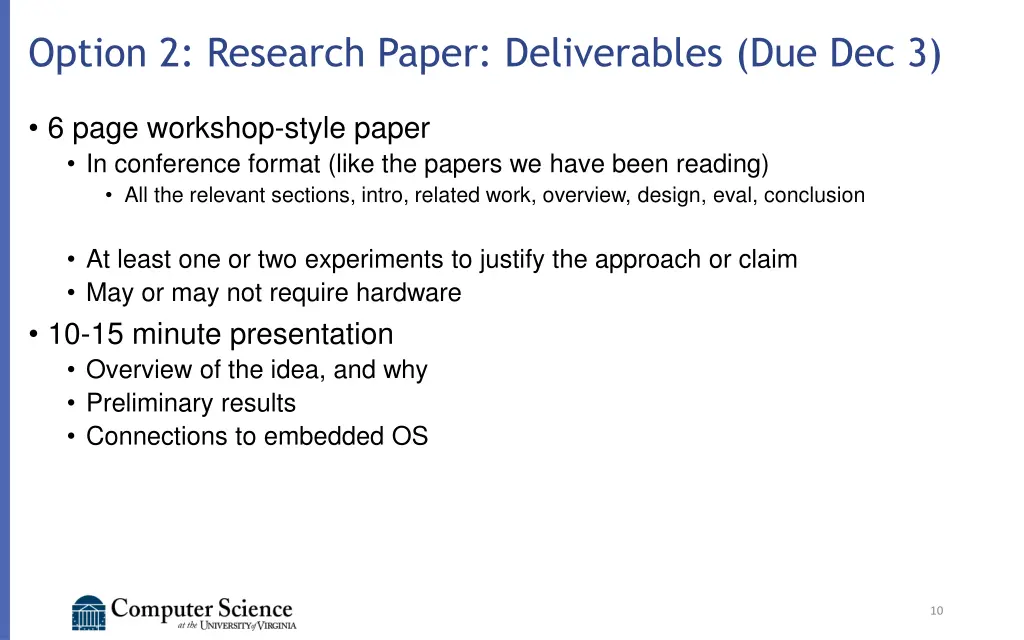 option 2 research paper deliverables due dec 3