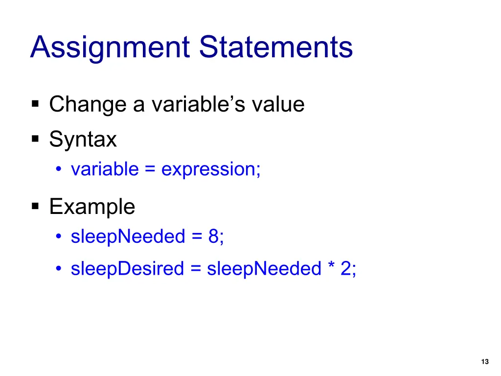 assignment statements
