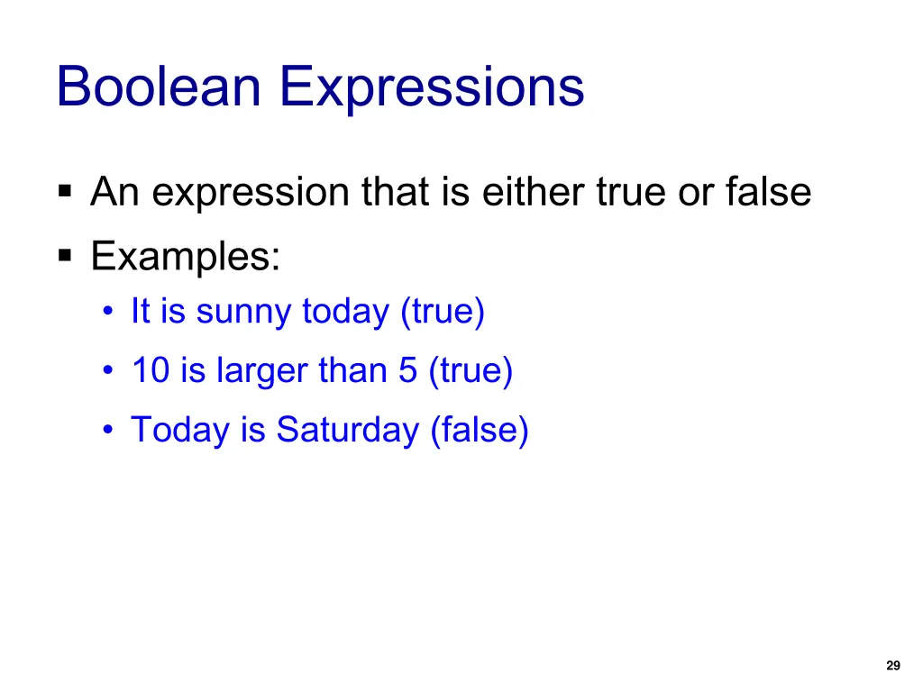 boolean expressions