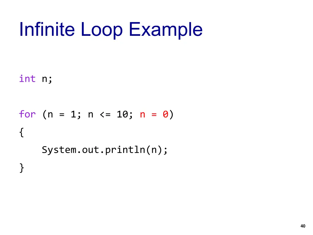 infinite loop example