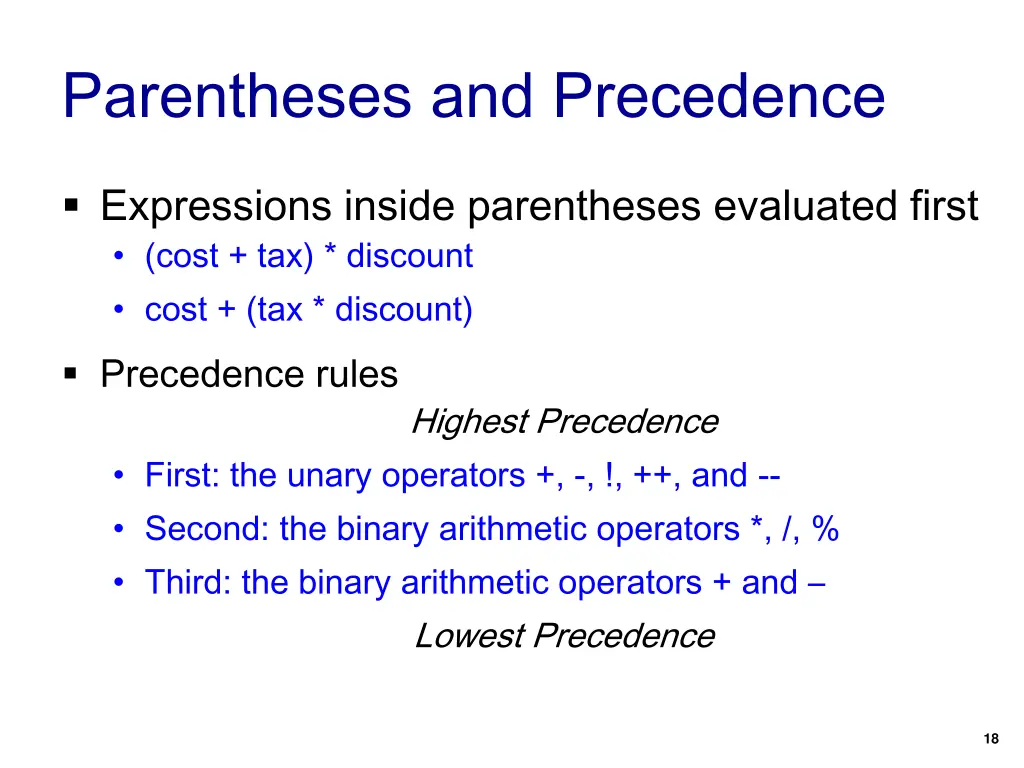 parentheses and precedence