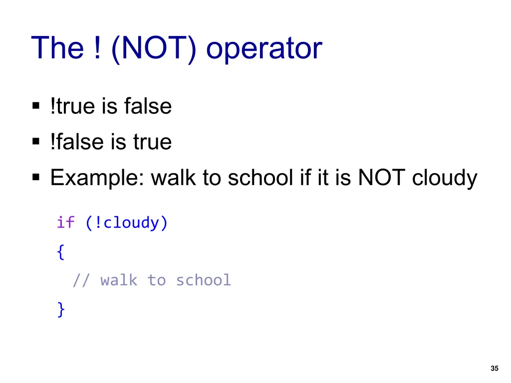 the not operator