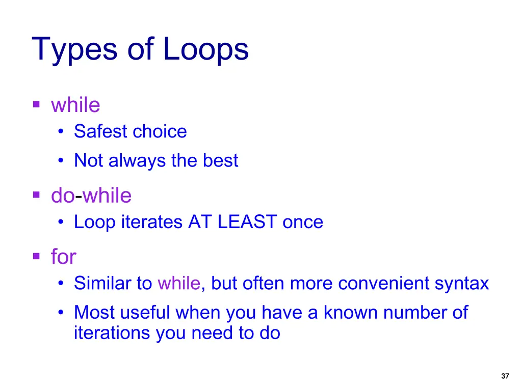 types of loops