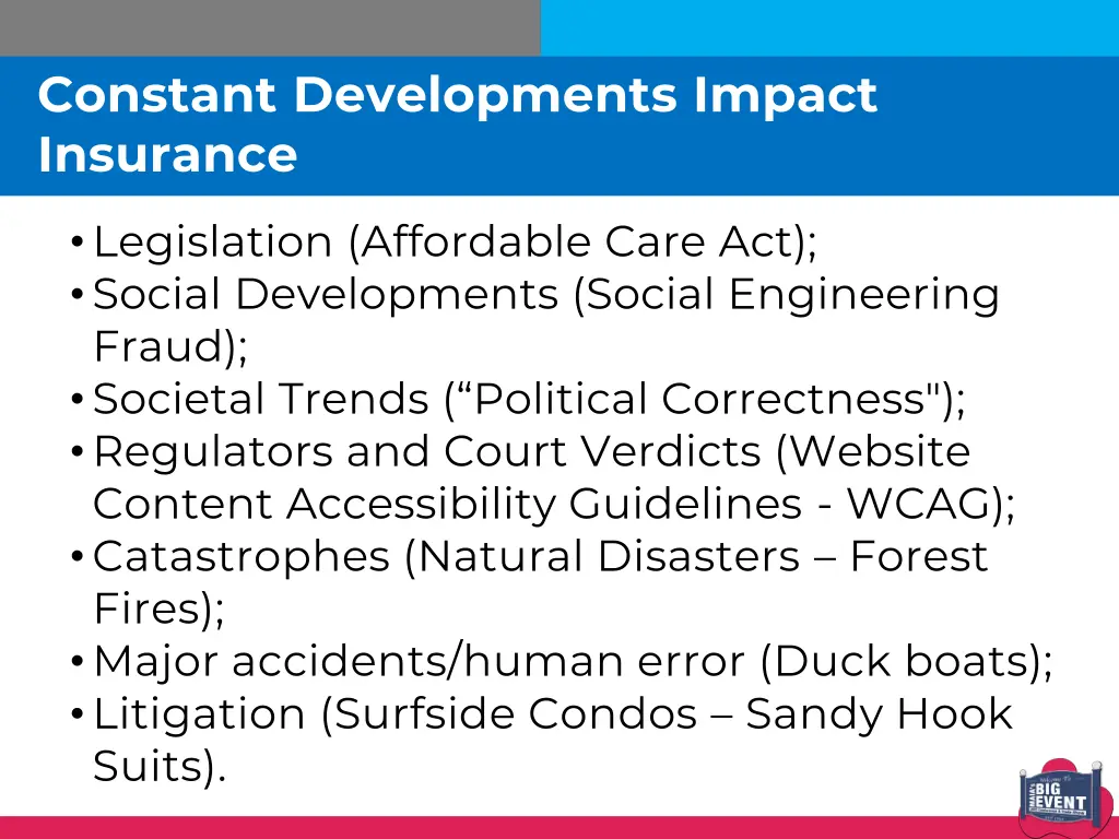 constant developments impact insurance
