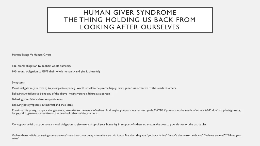 human giver syndrome the thing holding us back