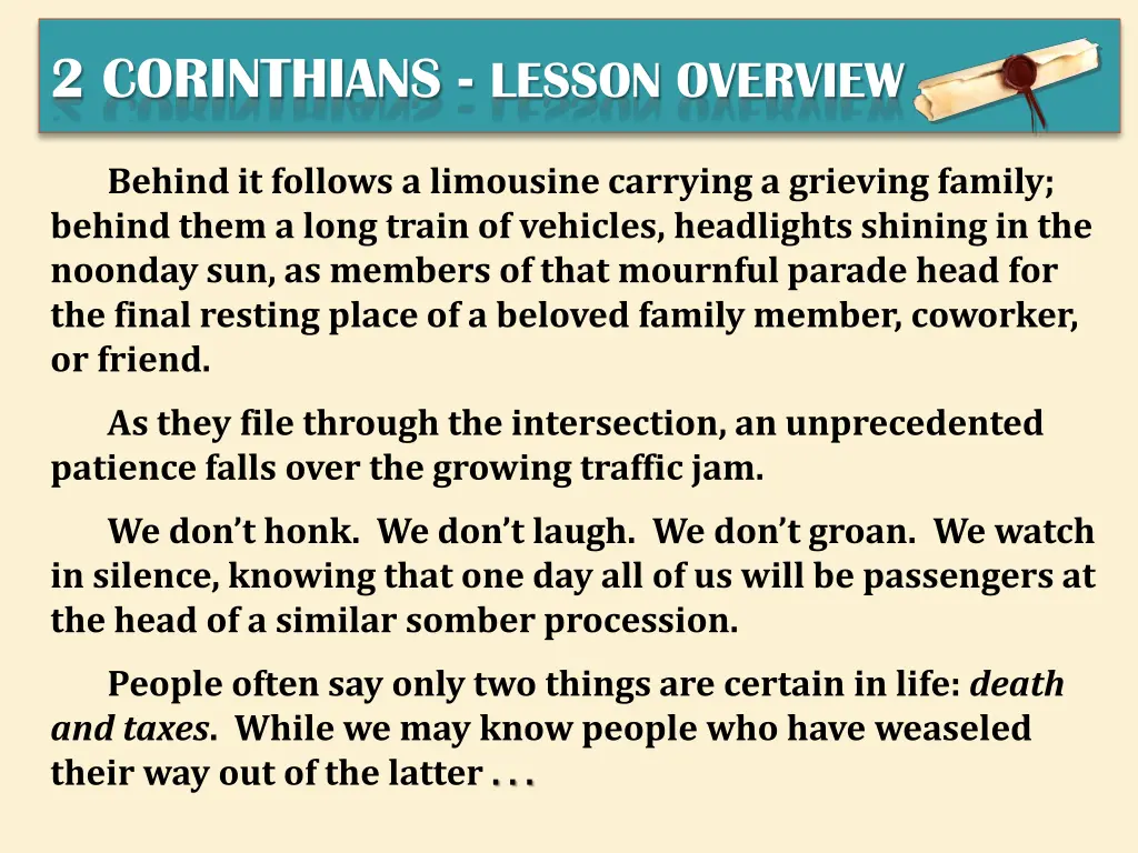 2 corinthians lesson overview 1