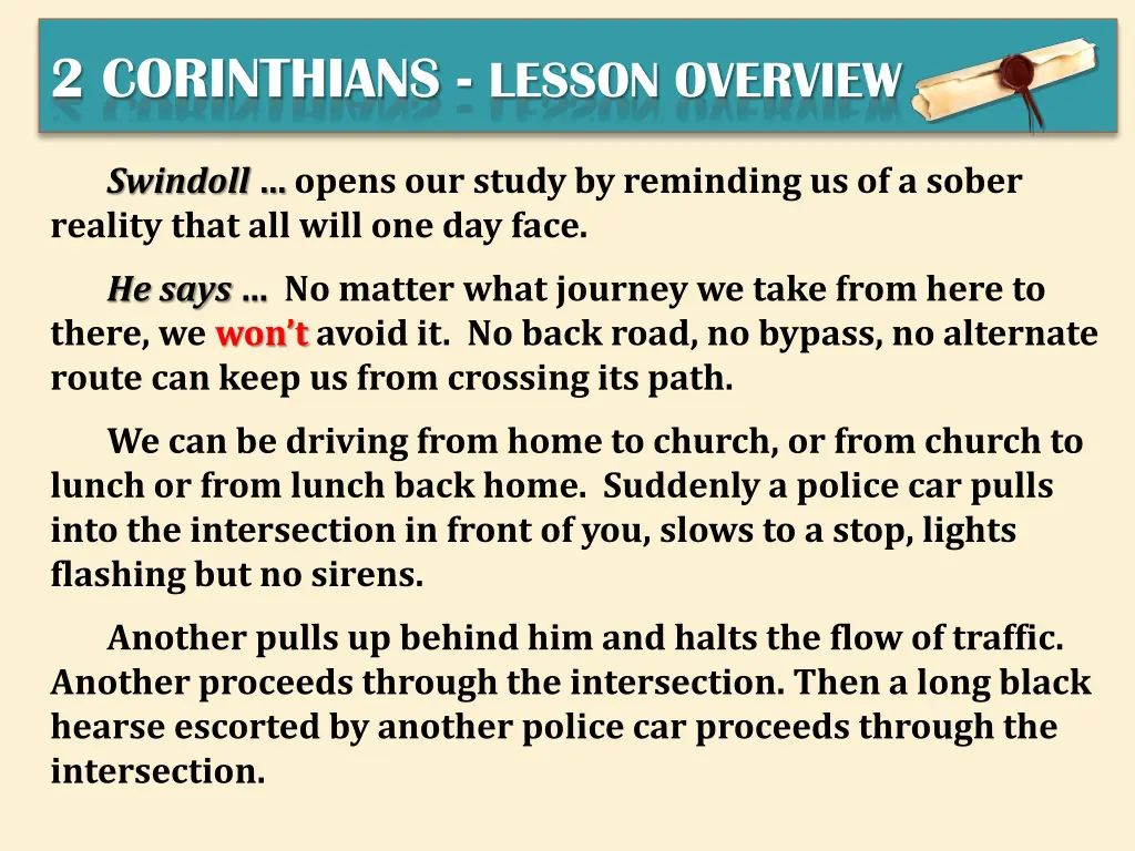 2 corinthians lesson overview