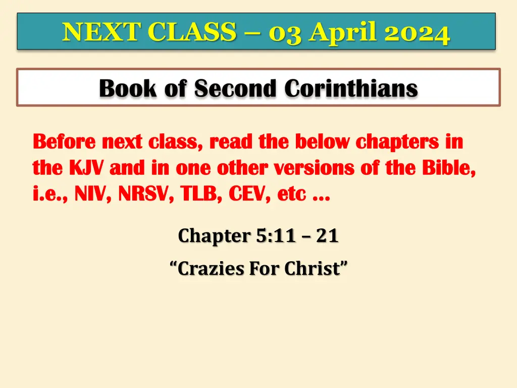 next class 03 april 2024