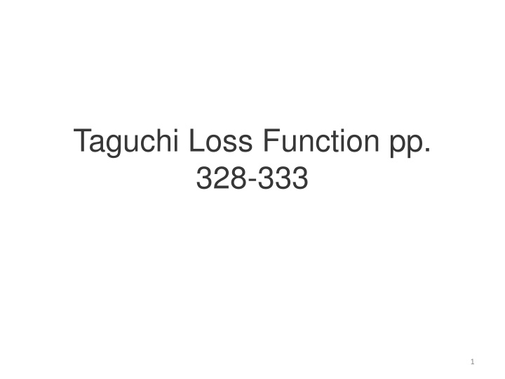 taguchi loss function pp 328 333