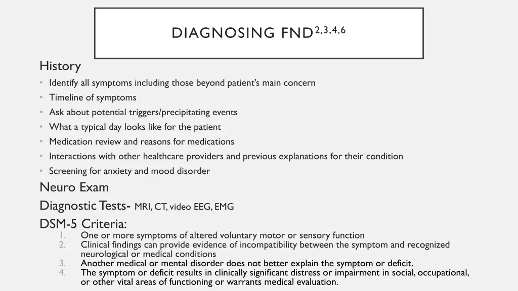 diagnosing fnd 2 3 4 6
