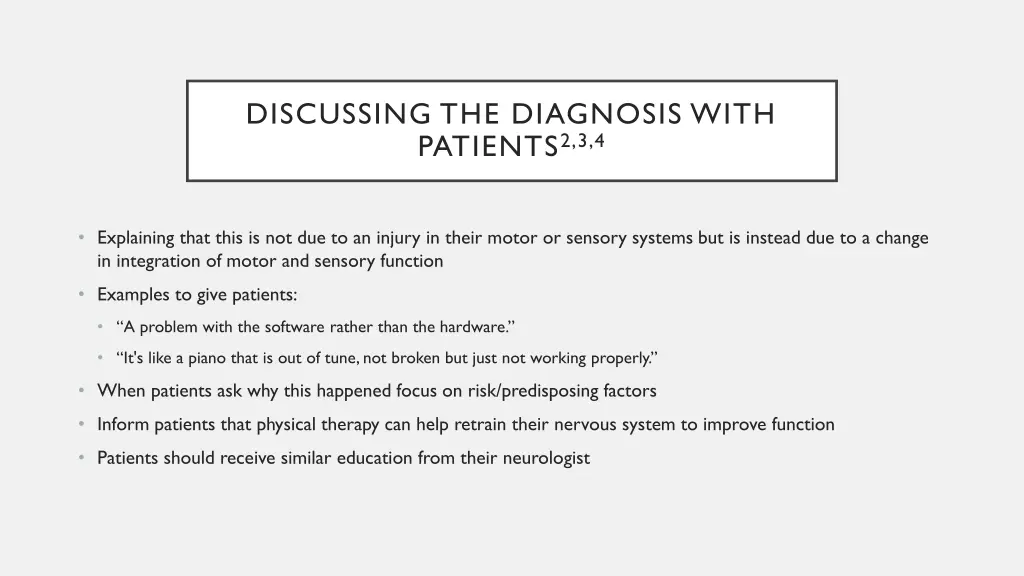 discussing the diagnosis with patients 2 3 4
