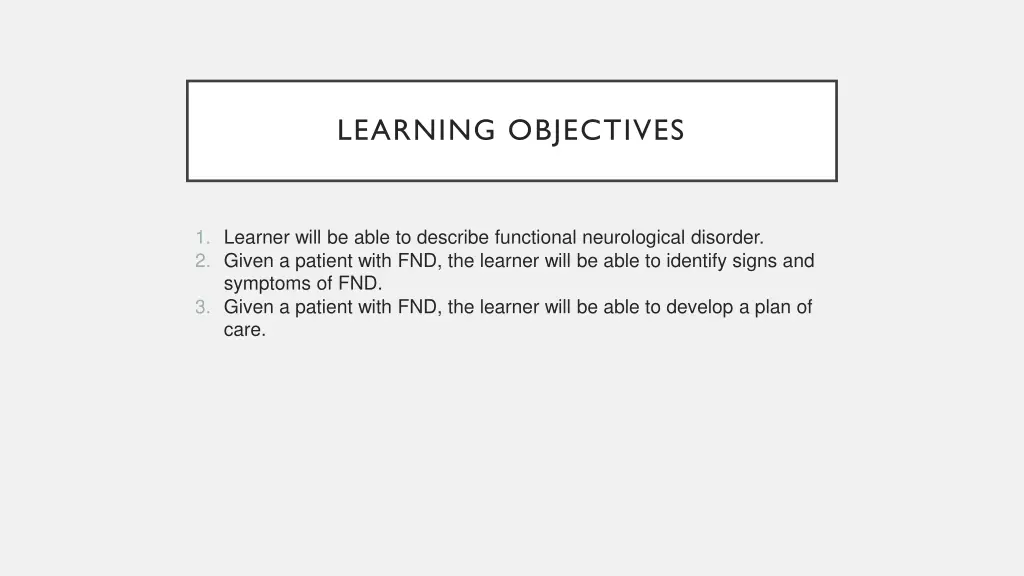 learning objectives