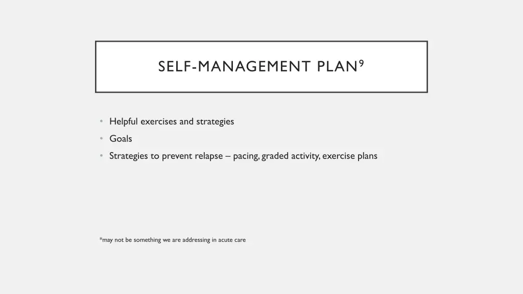 self management plan 9