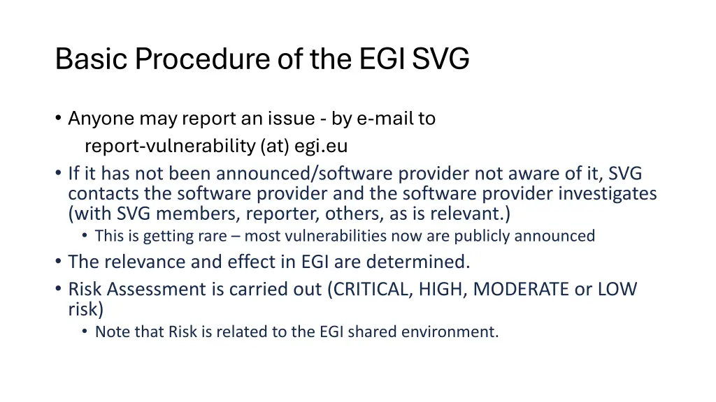 basic procedure of the egi svg