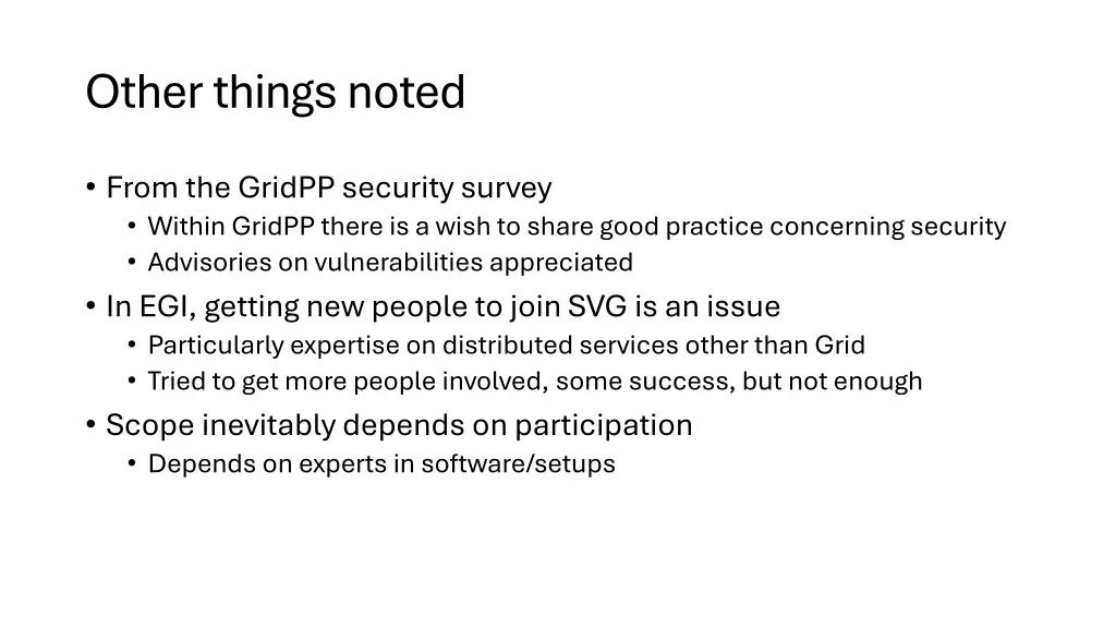 other things noted