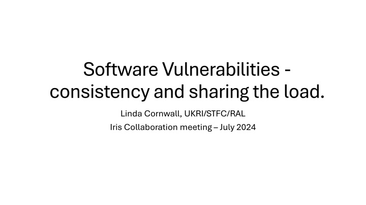 software vulnerabilities consistency and sharing
