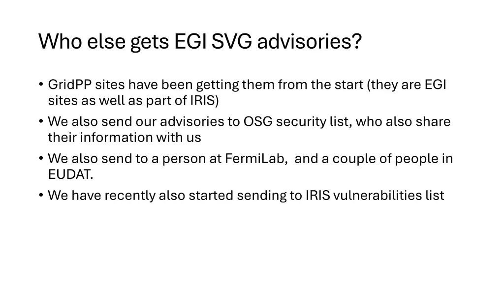 who else gets egi svg advisories