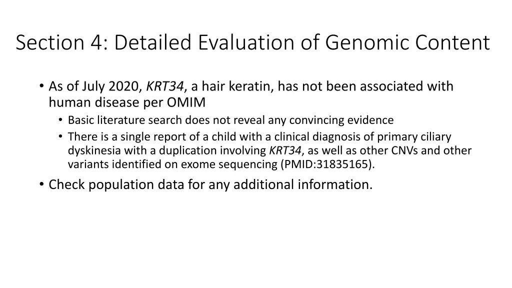 section 4 detailed evaluation of genomic content