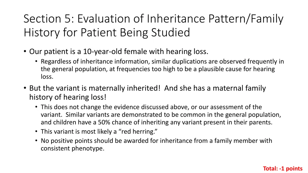 section 5 evaluation of inheritance pattern