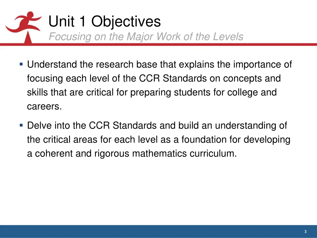unit 1 objectives focusing on the major work