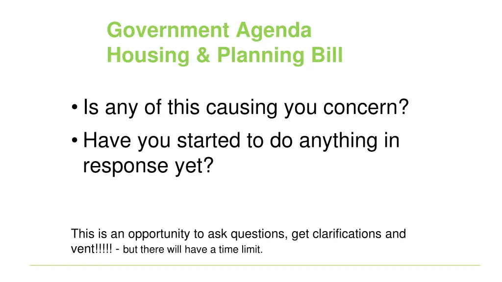 government agenda housing planning bill