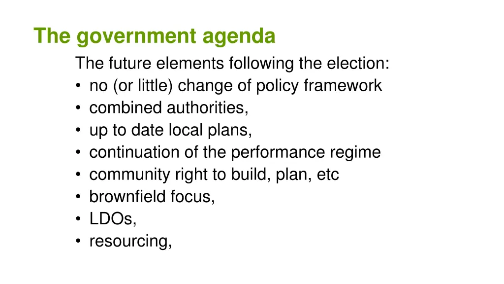 the government agenda the future elements
