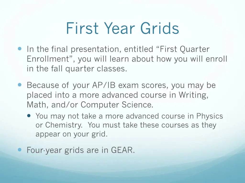 first year grids