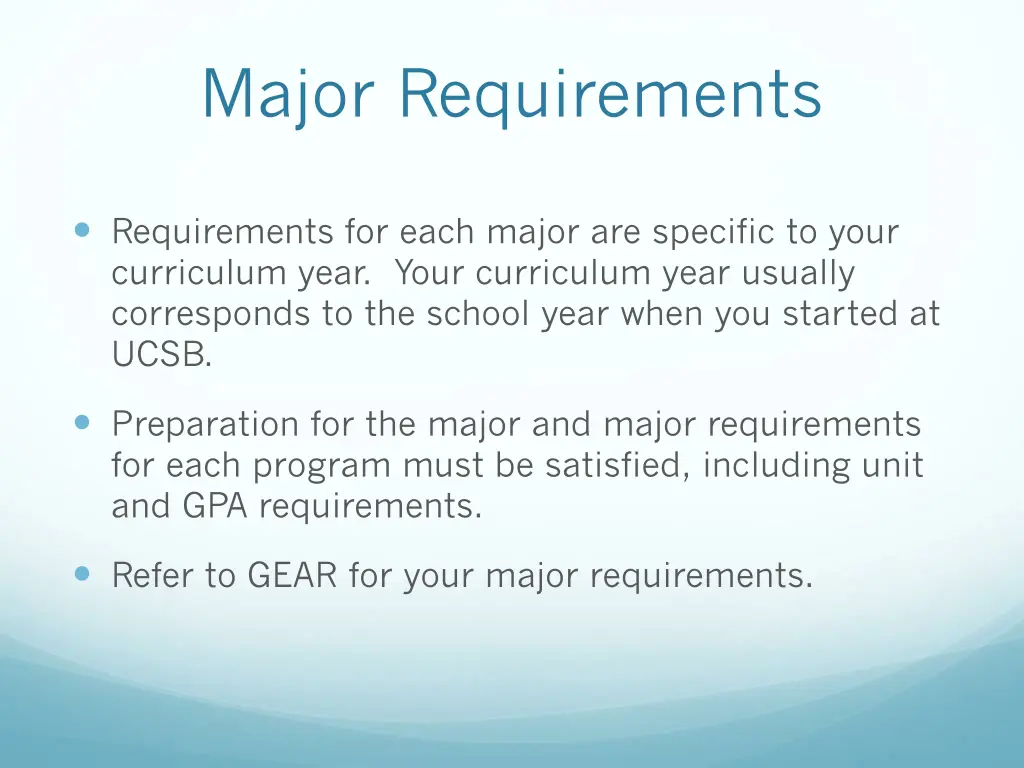 major requirements