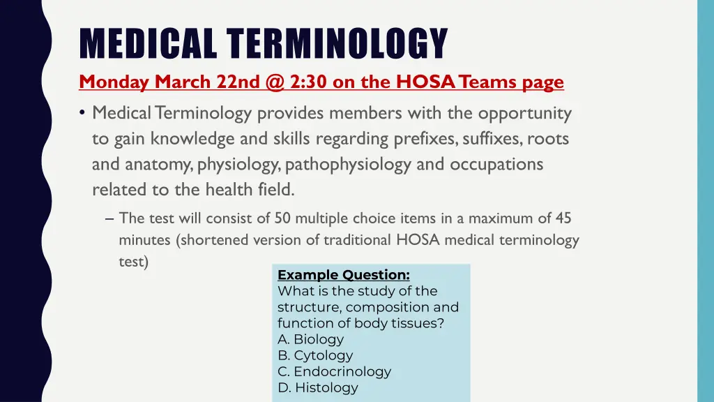 medical terminology monday march 22nd